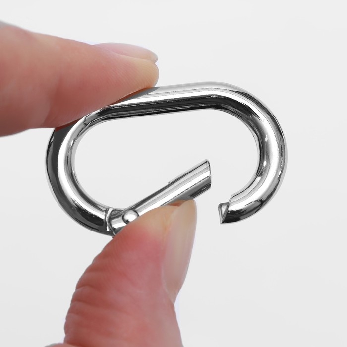 Овал-карабин, 38 &times; 24 мм / 29 &times; 15 мм, толщина - 4,5 мм, 5 шт, цвет серебряный