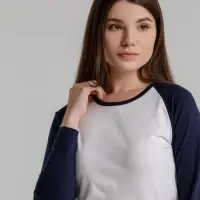 Футболка женская с длинным рукавом Milky LSL белая с темно-синим, размер S