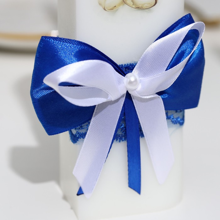 Набор свечей Набор свечей "Кружевной с бантиком" синий: домашний очаг 6,8х15см, родительские 1,8х17,5см