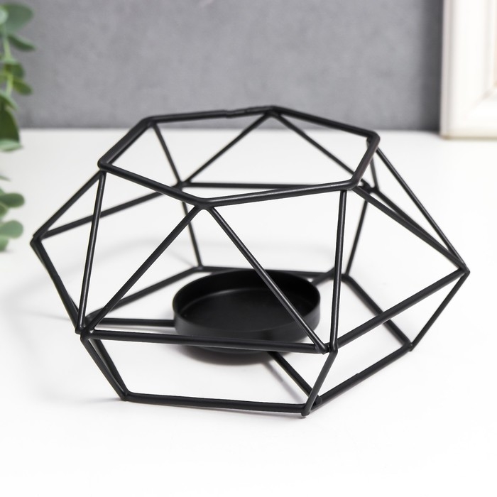 Подсвечник металл на 1 свечу Подсвечник металл на 1 свечу "Шестигранник" чёрный 12х13,5х6 см