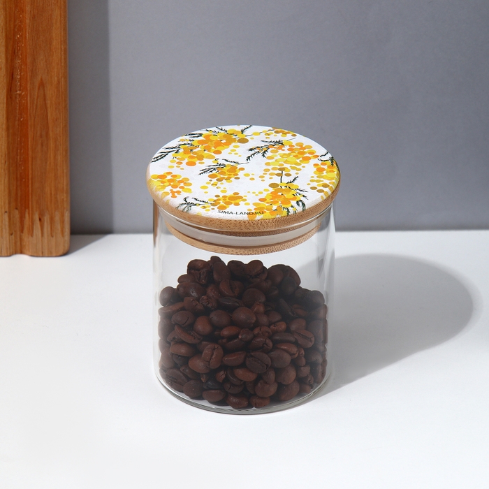 Банка для хранения сыпучих продуктов и круп &laquo;Нежная мимоза&raquo;, 250 мл