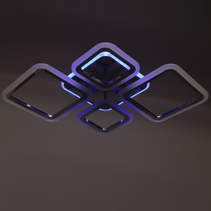 Люстра светодиодная Квадро 90Вт LED RGB 2700-4200К хром 78х48х15см