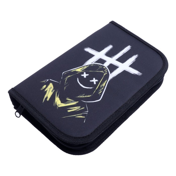 Пенал 1 секция, 130 х 210 х 40 мм, 2 откидные планки, тканевый, Calligrata TOP, Content Пенал 1 секция, 130 х 210 х 40 мм, 2 откидные планки, тканевый, Calligrata TOP, Content "Маска"