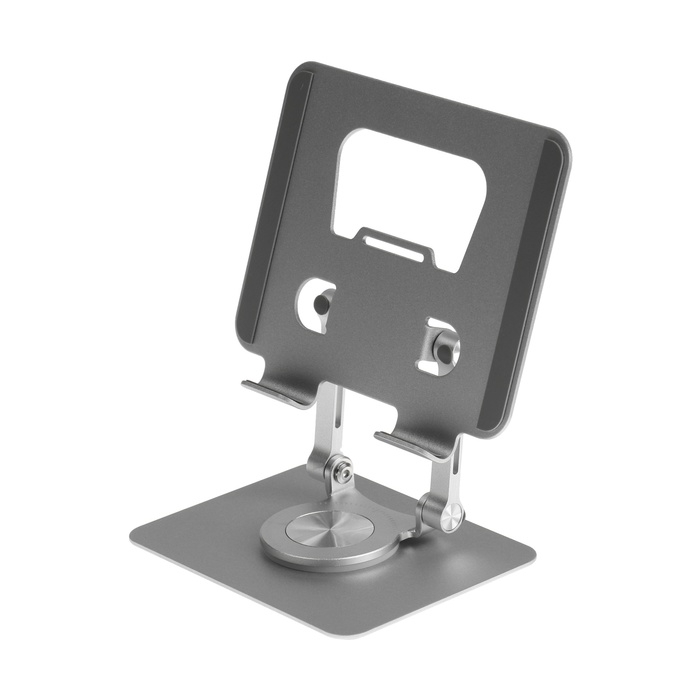 Подставка для планшета, регулируемая складная, поворот на 360°, металл, серебристая Подставка для планшета, регулируемая складная, поворот на 360°, металл, серебристая