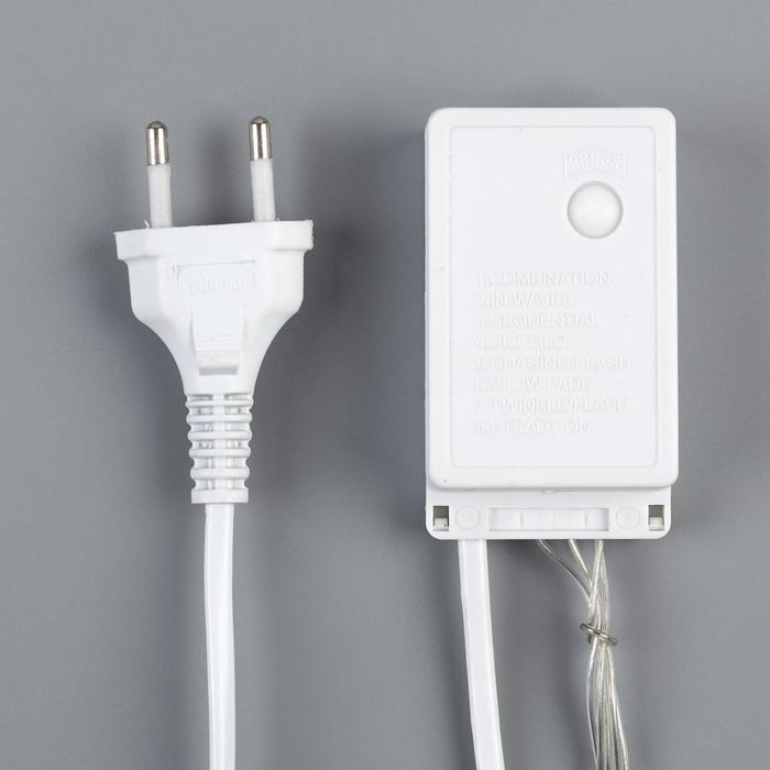 Гирлянда &laquo;Водопад&raquo; 2 &times; 1.5 м, IP20, прозрачная нить, 400 LED, свечение жёлтое, 8 режимов, 220 В