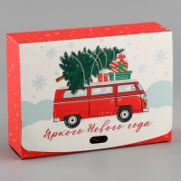 Коробка подарочная новогодняя складная двухсторонняя &laquo;Новогодние истории&raquo;, 16.5 х 12.5 х 5 см, БЕЗ ЛЕНТЫ, Новый год