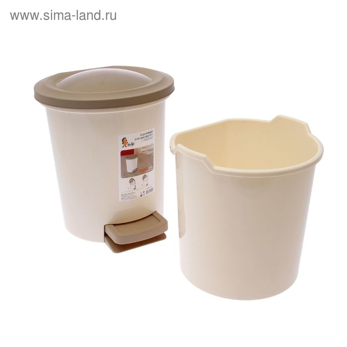 Ведро для мусора с педалью, 6 л, цвет МИКС Ведро для мусора с педалью, 6 л, цвет МИКС