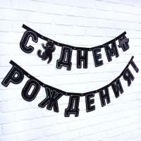 Гирлянда на люверсах с украшениями 5 шт. &laquo;С Днем рождения!&raquo;, черно-белый, длина 246 см