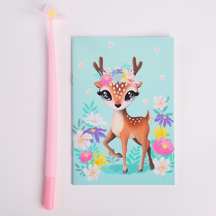 Подарочный набор для девочки &laquo;Оленёнок&raquo;, кошелёк, блокнот, ручка