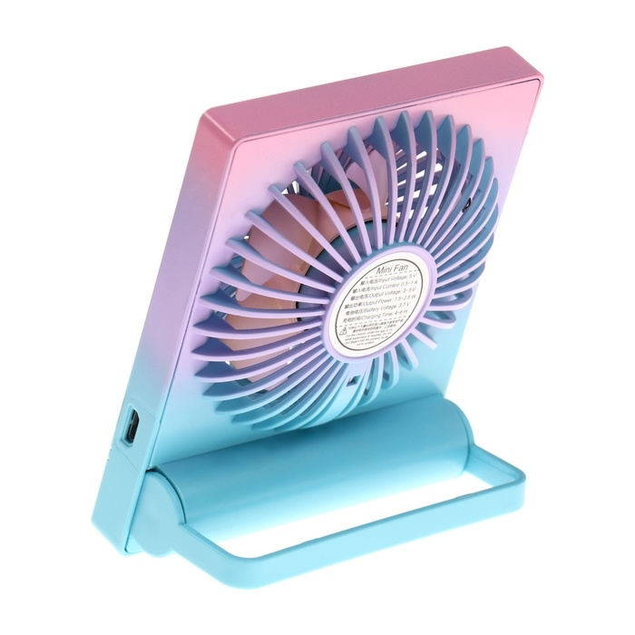 Портативный вентилятор YS2202B, 500 мАч, 3 режима, вход micro-USB, провод,градиент холодный Портативный вентилятор YS2202B, 500 мАч, 3 режима, вход micro-USB, провод,градиент холодный