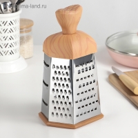 Тёрка шестигранная Доляна &laquo;Деревенька&raquo;, 12&times;11&times;22 см, цвет коричневый