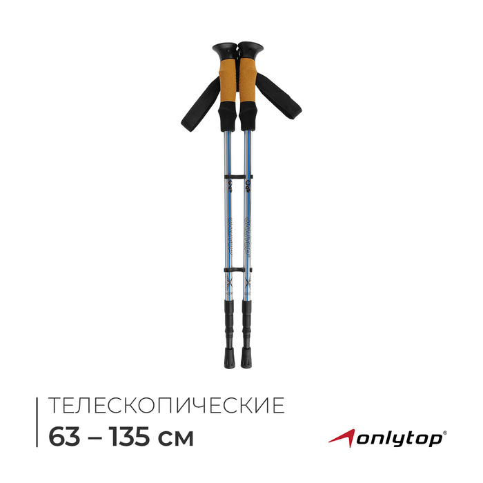 Палки для скандинавской ходьбы ONLITOP, телескопические, 3 секции, до 135 см, 2 шт., цвет МИКС Палки для скандинавской ходьбы ONLITOP, телескопические, 3 секции, до 135 см, 2 шт., цвет МИКС