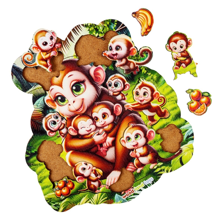 Пазл вкладыш &laquo;Обезьянка с малышами&raquo;, 14 деталей