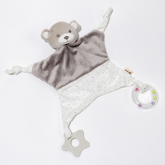 Комфортер - игрушка &laquo;Серый мишка&raquo;, погремушка, прорезыватель, цвет серый, Крошка Я