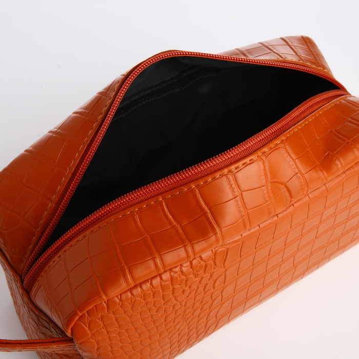 Косметичка на молнии, цвет рыжий