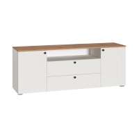 Тумба под ТВ Остин 16.47, 1600х419х608, Белый мдф/Дуб золотой