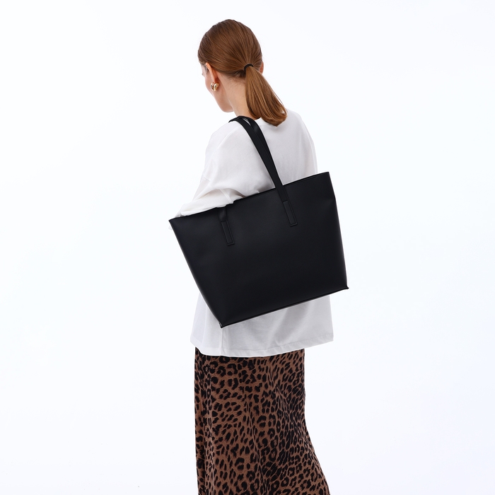 Сумка-шопер женская, TEXTURA, большой размер, цвет чёрный