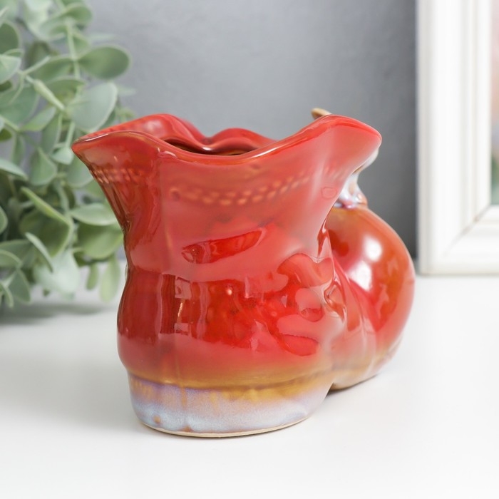 Сувенир керамика Сувенир керамика "Ботинок с зайчиком" красный 7х13,5х9,5 см