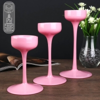 Подсвечник стекло "Бокал-креманка" розовый набор 3 шт h- 17, 21, 24,5х12х12 см Подсвечник стекло "Бокал-креманка" розовый набор 3 шт h- 17, 21, 24,5х12х12 см