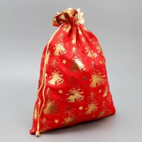 Мешочек подарочный плюш «Новогодние колокола», колокольчик, тиснение, 30 х 40 см +/- 1.5 см, Новый год Мешочек подарочный плюш «Новогодние колокола», колокольчик, тиснение, 30 х 40 см +/- 1.5 см, Новый год