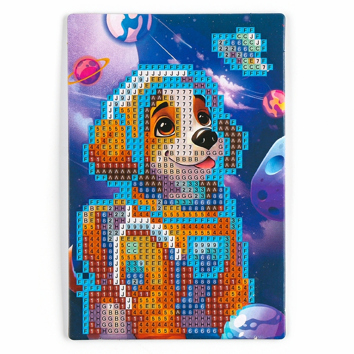 Алмазная мозаика для детей со светящимися стразами &laquo;Щенок в космосе&raquo;, 10 х 15 см, набор для творчества