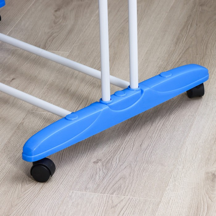 Сушилка для белья напольная трёхуровневая Доляна, 75(126)&times;64&times;170 см, рабочая длина 16 м, на колёсах