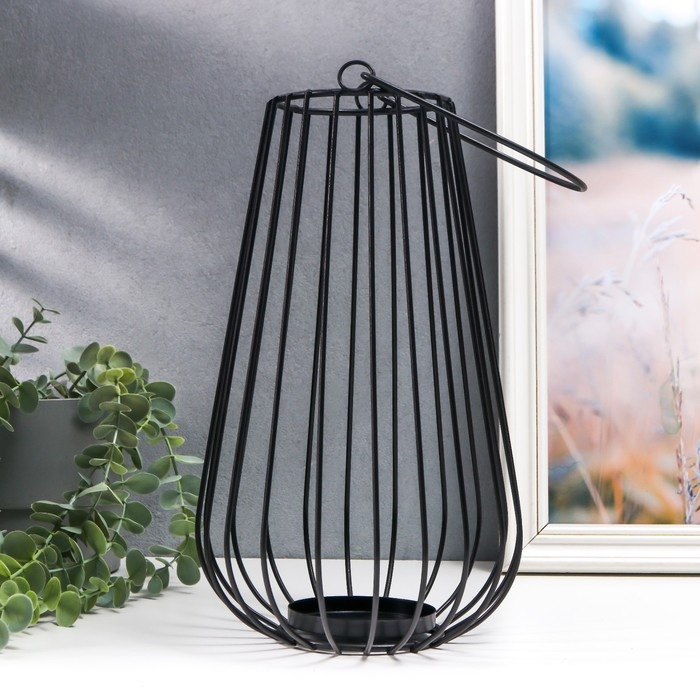 Подсвечник металл, на 1 свечу Подсвечник металл, на 1 свечу "Лофт. Вазон" чёрный 32х18х20 см