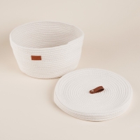 Корзина для хранения SL Home &laquo;Бэлл&raquo;, плетёная ручной работы, малая, 25&times;25&times;13,5 см, цвет белый