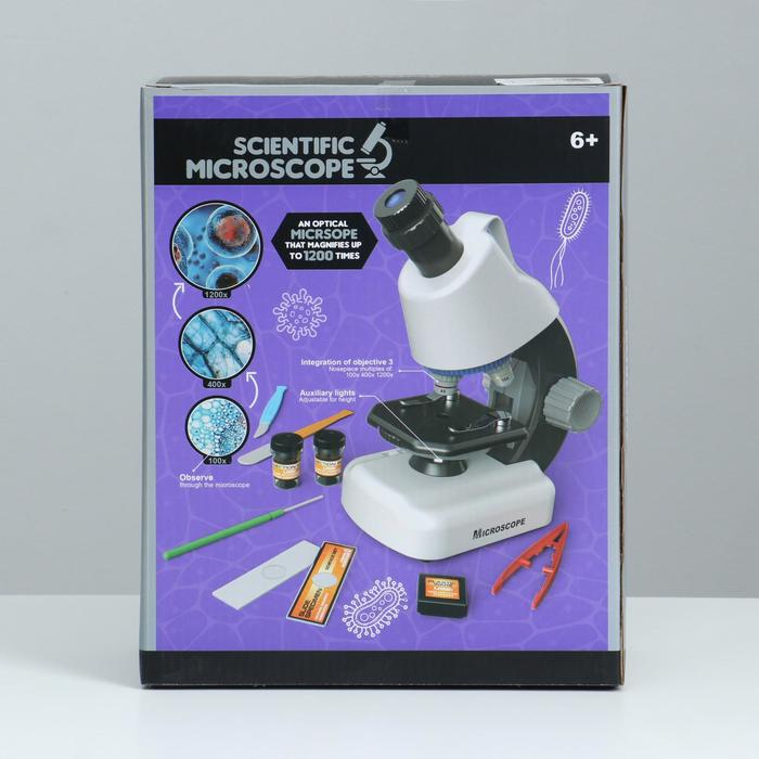 Микроскоп Микроскоп "Юный биолог" кратность до х1200, белый, подсветка