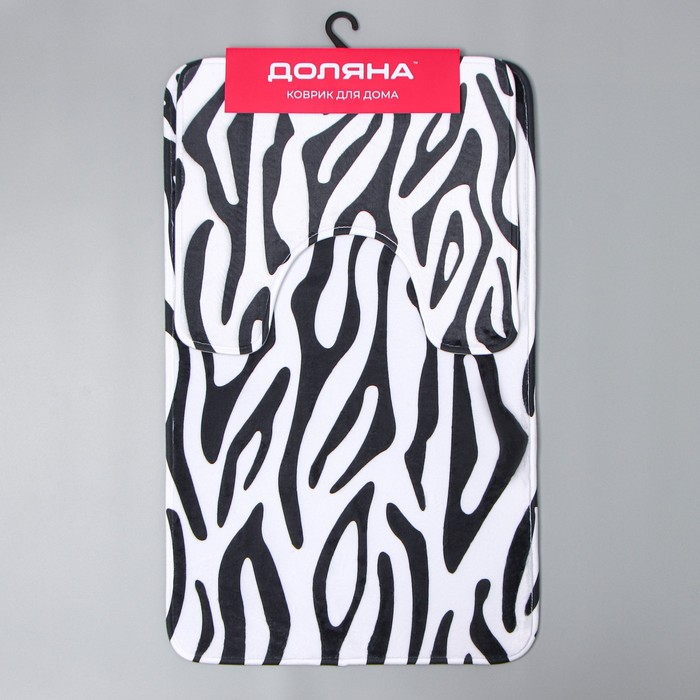 Коврики для ванной и туалета Доляна «Зебра», 2 шт: 40×45 см, 50×80 см Коврики для ванной и туалета Доляна «Зебра», 2 шт: 40×45 см, 50×80 см