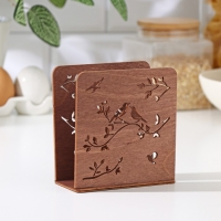 Салфетница деревянная &laquo;Весенняя сказка&raquo;, 12&times;12&times;5,5 см, цвет коричневый