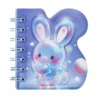 Записная книжка подарочная на гребне 80л,линия, цветной блок,обложка ПВХ 3D Зайка(10х10,5см) 10539 Записная книжка подарочная на гребне 80л,линия, цветной блок,обложка ПВХ 3D Зайка(10х10,5см) 10539