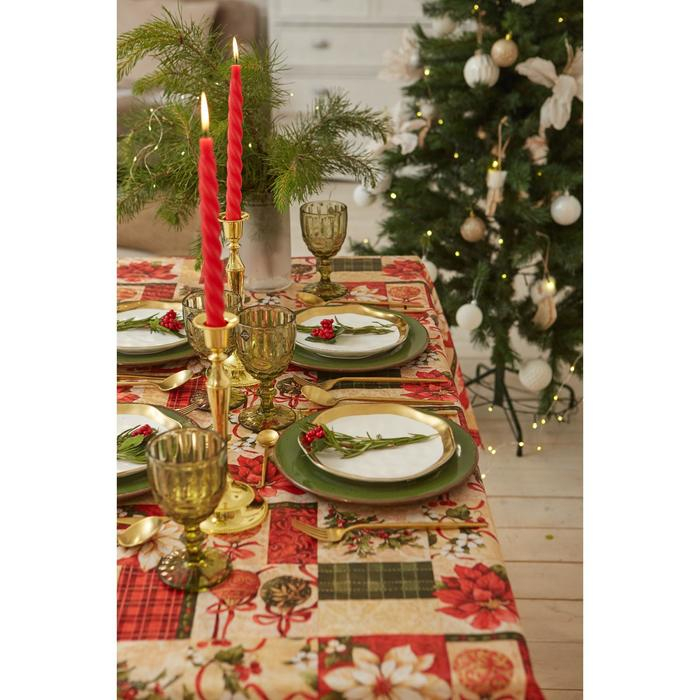 Скатерть новогодняя Доляна "Новогодние игрушки" 145*260 +/- 2 см, 100% п/э