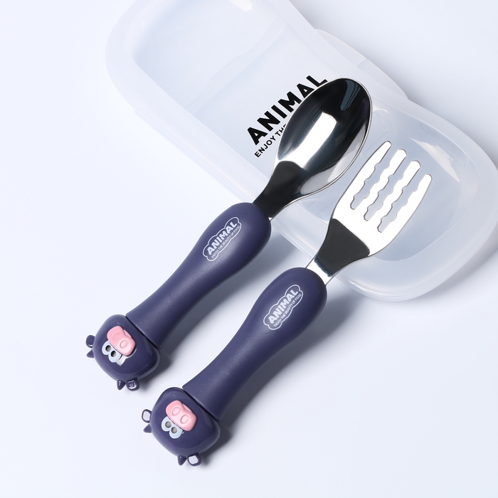 Набор детских столовых приборов в футляре &laquo;Коровки&raquo;, вилка, ложка