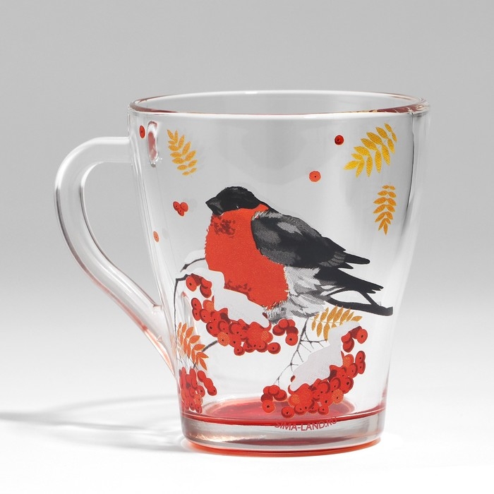 Новый год. Набор кружек стеклянных &laquo;Снегири!&raquo;, 2 шт