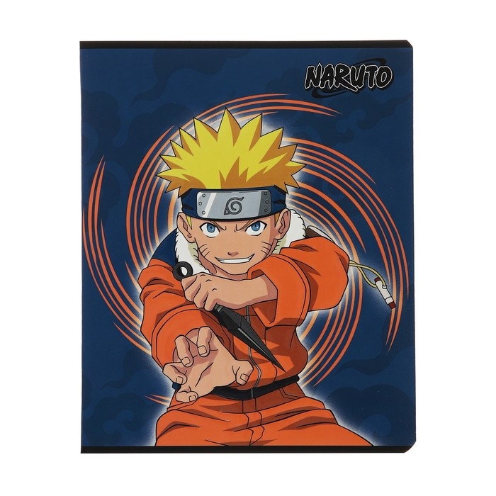 Тетрадь 48 листов в клетку "Naruto", обложка мелованный картон, выборочный УФ-лак, конгрев, блок 65 г/м2, МИКС
