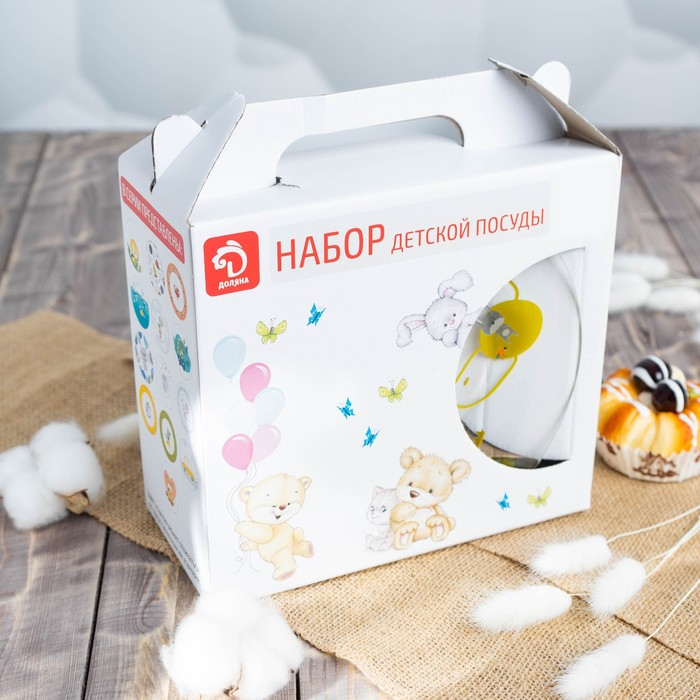 Набор детской посуды Доляна &laquo;Лесные забавы&raquo;, 3 предмета: миска 450 мл, тарелка d=20 см, кружка 200 мл