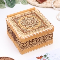 Шкатулка &laquo;Узор&raquo;, шарнирная, 13х13х7 см, береста
