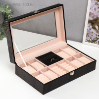 Шкатулка кожзам под часы 8 отделений и бижутерию "Рептилия индиго" матовая 9,5х33х20 см Шкатулка кожзам под часы 8 отделений и бижутерию "Рептилия индиго" матовая 9,5х33х20 см