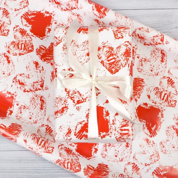 Бумага упаковочная глянцевая Бумага упаковочная глянцевая "Сердечки" , 100 х 70 см, 1 шт.