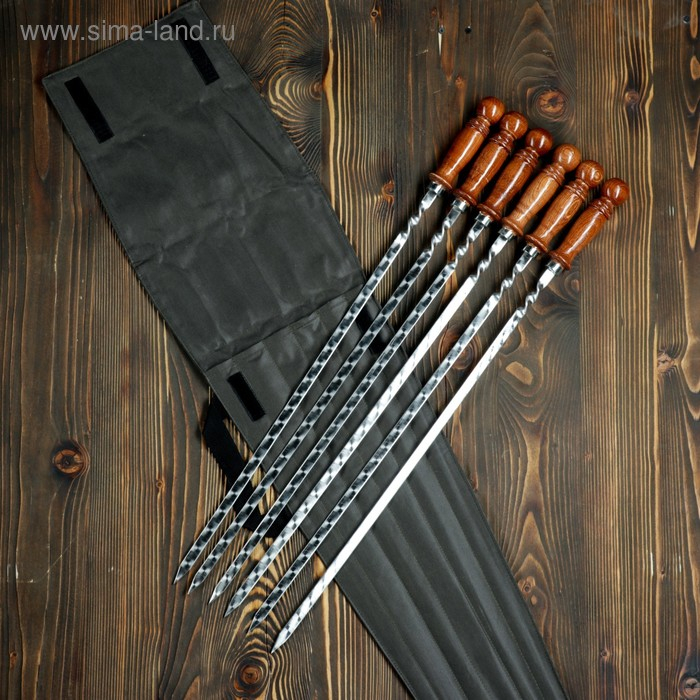 Набор шампуров Набор шампуров "Ташкент" в чехле, 6 шт, рабочая часть - 50см, зеленый