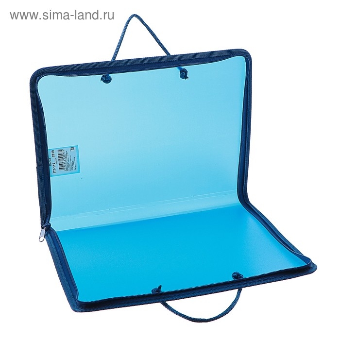 Папка с ручками А4, 230 х 185 х 25 мм, молния вокруг, пластиковая, ПТ-112, Папка с ручками А4, 230 х 185 х 25 мм, молния вокруг, пластиковая, ПТ-112, "Офис", тонированная, цвет тёмно-синий