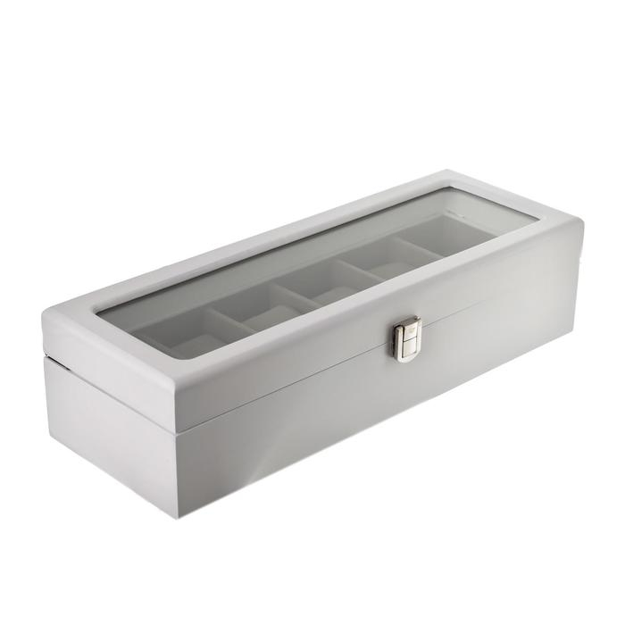 Шкатулка дерево под часы 6 отделений Шкатулка дерево под часы 6 отделений "Стиль" белая 12,7х8х33 см