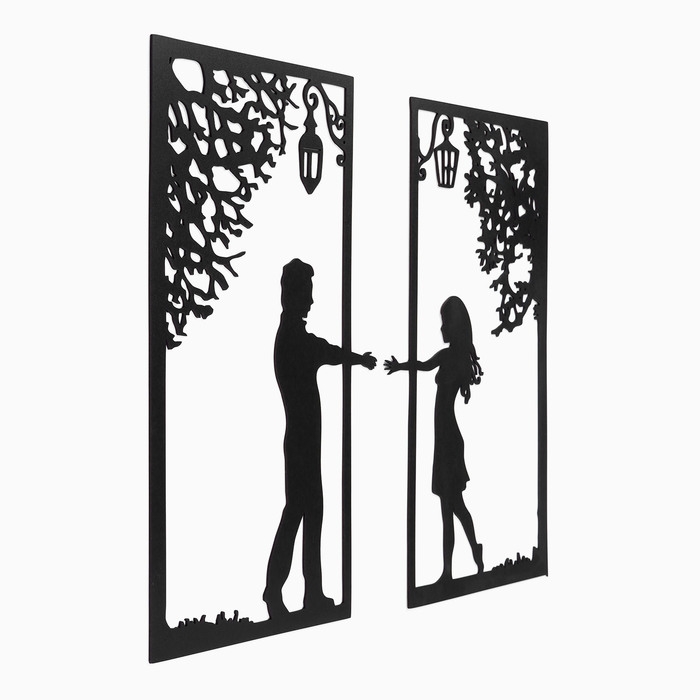 Декорация настенная для интерьера, панно на стену из дерева Декорация настенная для интерьера, панно на стену из дерева "Свидание", 2 модуля