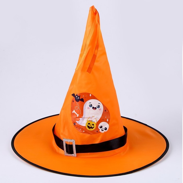 Карнавальная шляпа «Кошмарное веселье» оранжевая, с гирляндой Карнавальная шляпа «Кошмарное веселье» оранжевая, с гирляндой