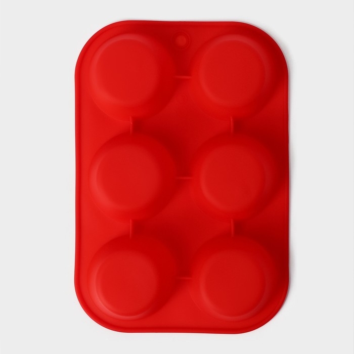 Форма для выпечки Доляна «Фигуры. Круг», силикон, 21,5×14,5 см, 6 ячеек (5,7×5,7×3 см), цвет МИКС Форма для выпечки Доляна «Фигуры. Круг», силикон, 21,5×14,5 см, 6 ячеек (5,7×5,7×3 см), цвет МИКС