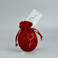 Мешок замшевый  &laquo;Цветок&raquo;, красный, тиснение, 9 &times; 12 см