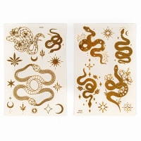 Новый год! Переводные тату &laquo;Змея&raquo;, золотые