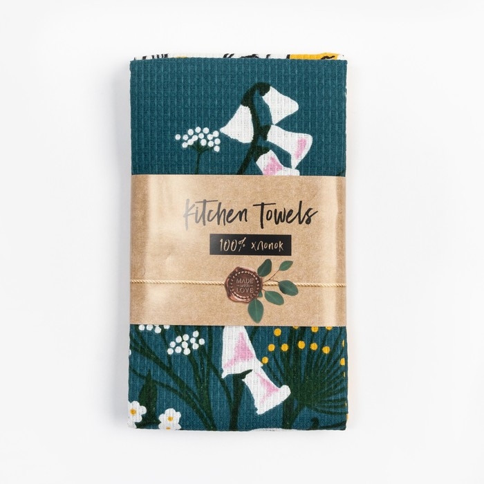 Набор кухонных полотенец &laquo;Доляна&raquo; Hello spring 35х60 см -2 шт., 100% хлопок, вафля 160 г/м2