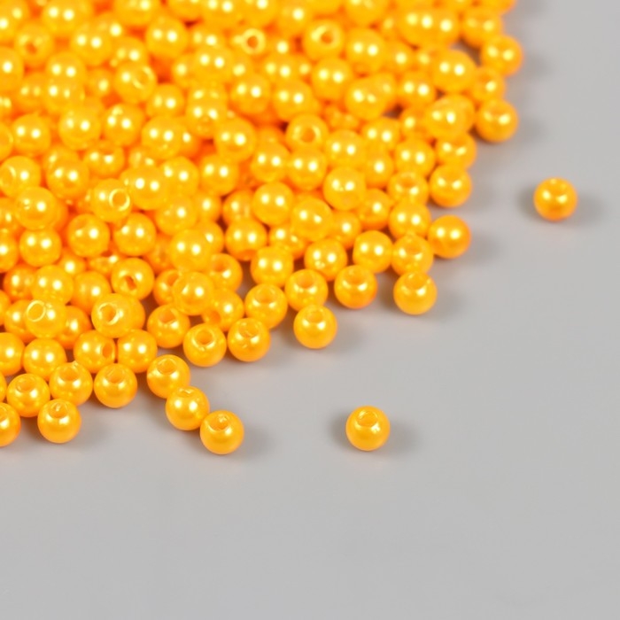Набор бусин "Жемчуг" d 4 мм, 250 гр, оранжевый